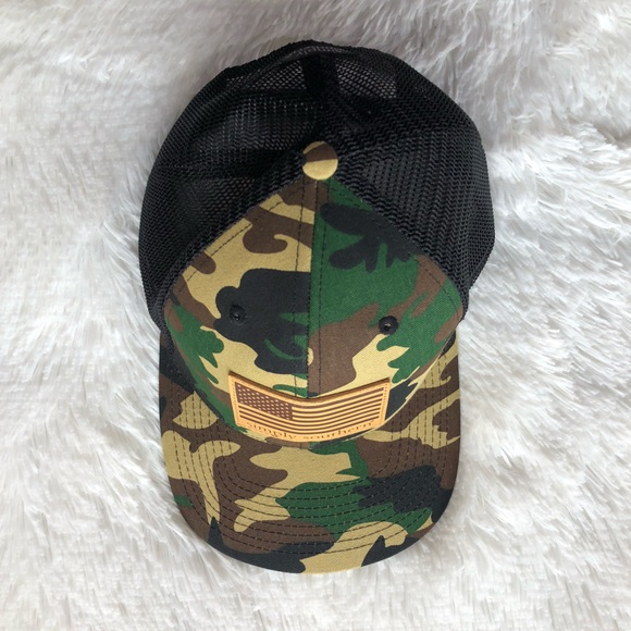 SIMPLY SOUTHERN • Camouflage Trucker Snapback Hat with American Flag Patch - Picture 6 of 15